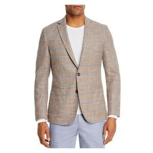 DYLAN GRAY Mens Beige Windowpane Plaid Classic Fit Blazer 40R